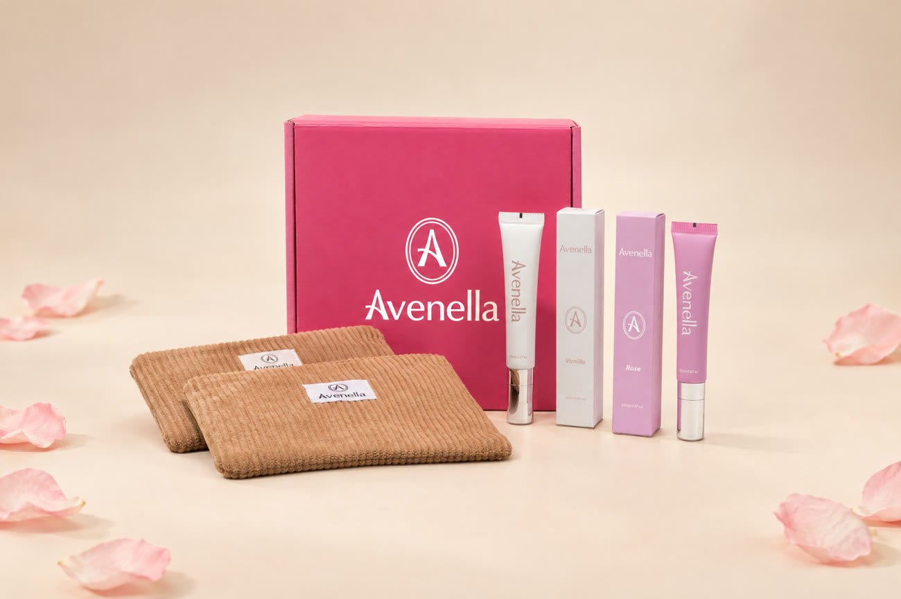 The Avenella gift box with balms and a corduroy pouch