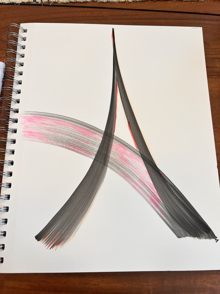 The first brush-painted Avenella A, in black and pink