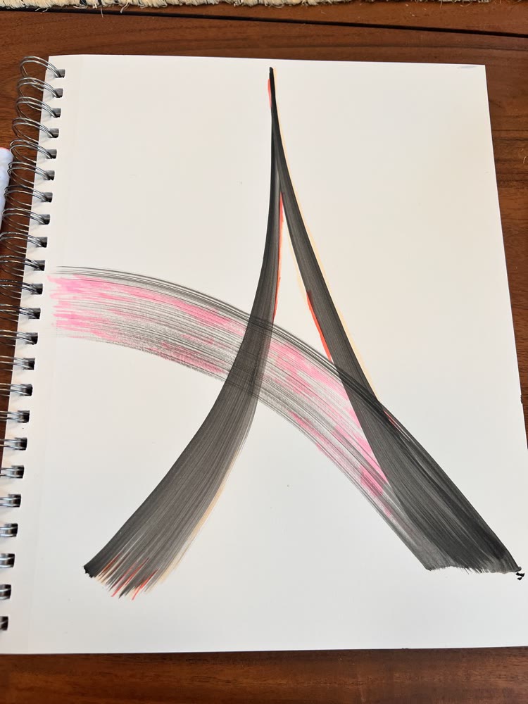 The first brush-painted Avenella A, in black and pink